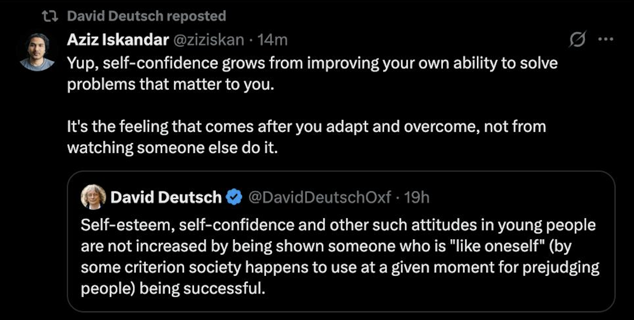 Deutsch's Role-Model Fallacy: The Reality of Self-Confidence